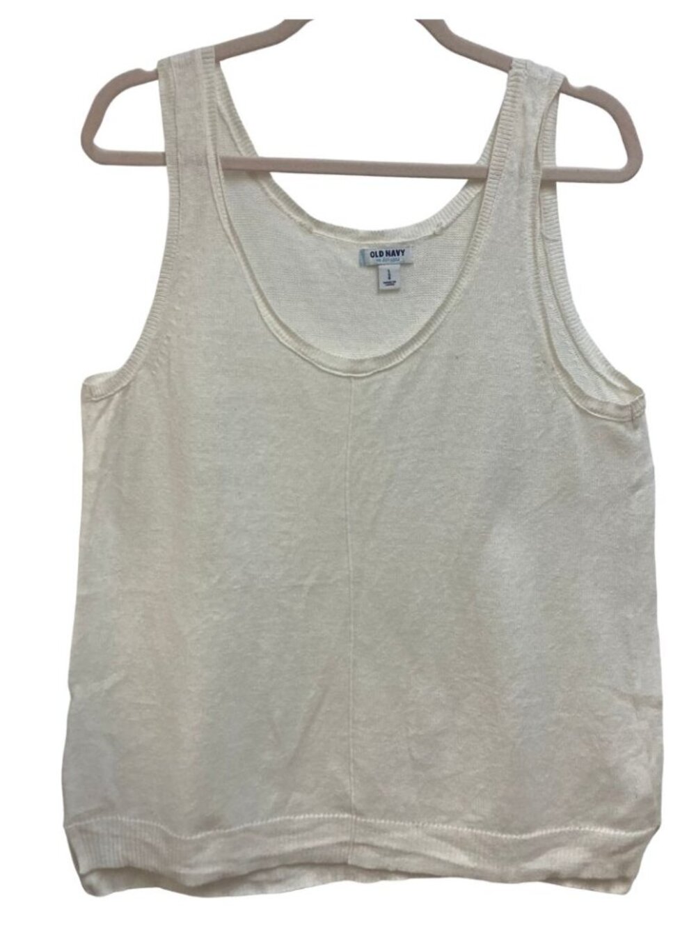 Old Navy Linen and Cotton Dressy Tank Top White Size large